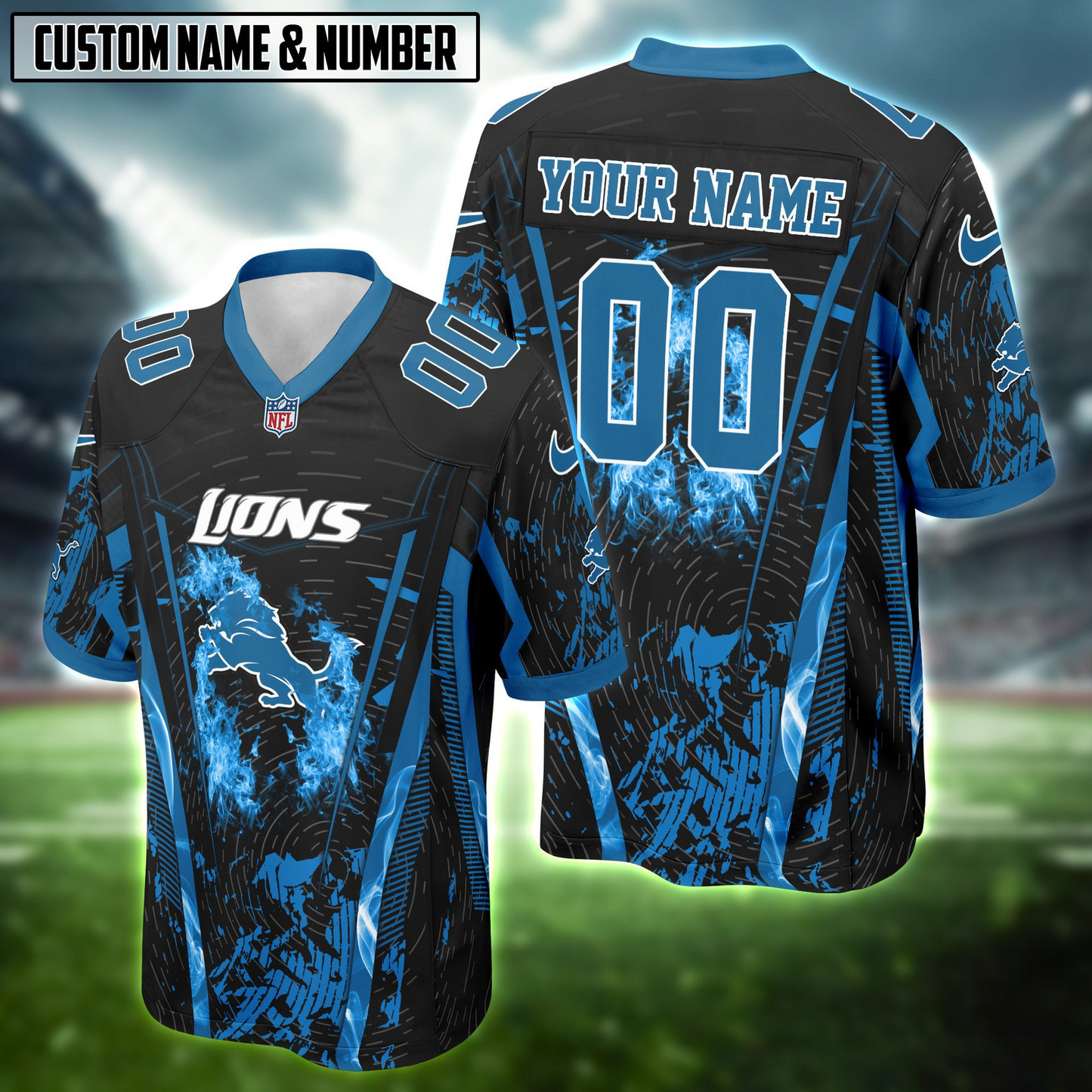 NFL Fire Abstract Grunge Texture Football Jersey DDT CTND