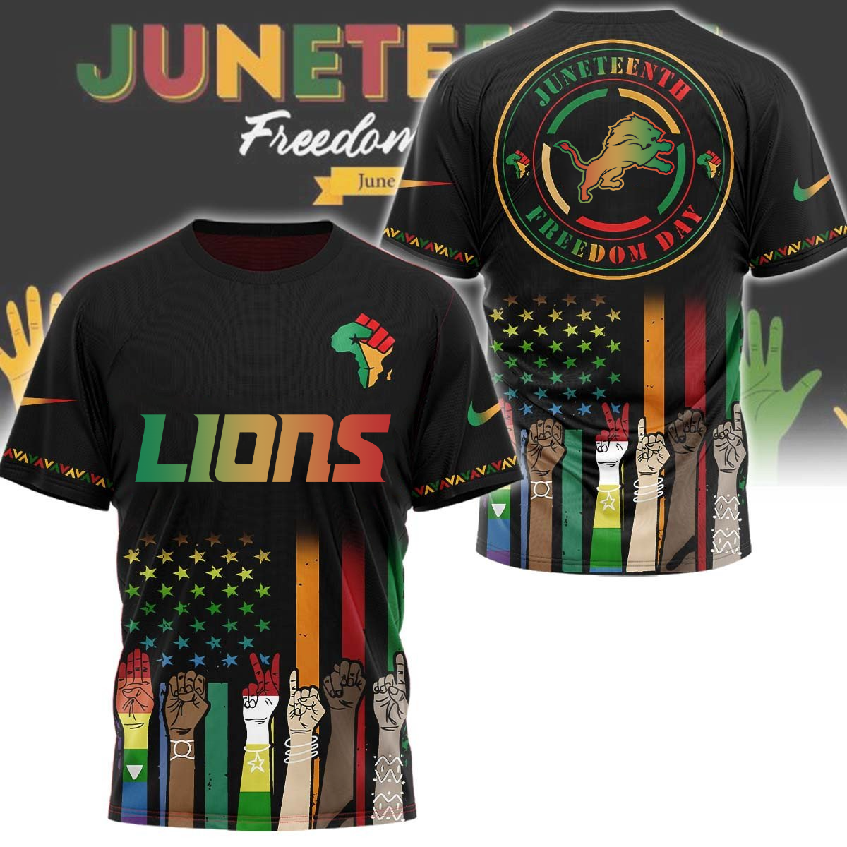 Detroit Lions - Juneteenth Freedom Day Shirt DDTCTND