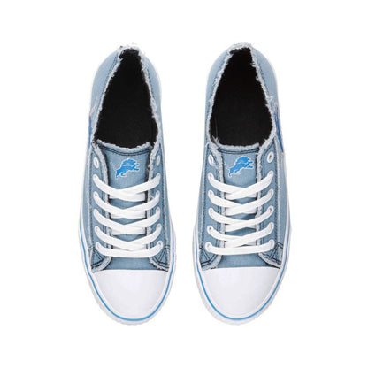 Detroit Lions Womens Denim Low Top Canvas Shoes NDD