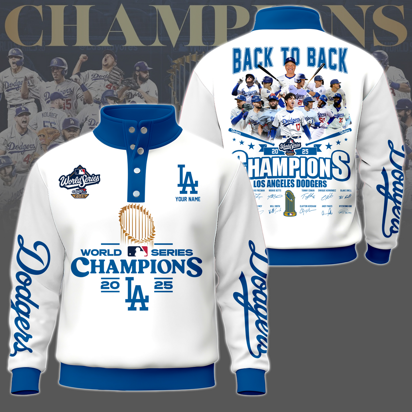 Dodgers 2025 World Series Champions Western Style Sweater With Buckles V1 NAK NHT