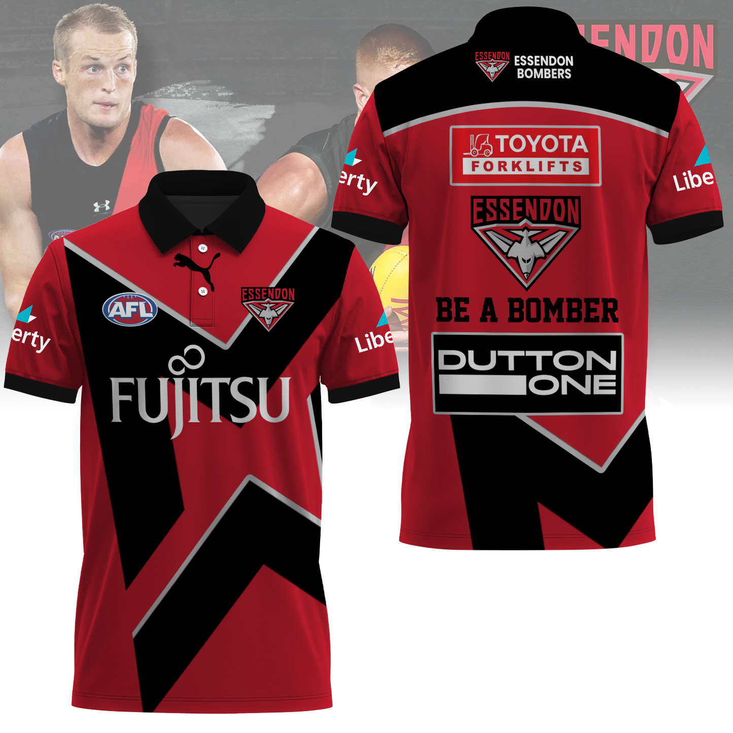 Essendon Football Club AFL Be A Bomber Limited Edition Polo Shirt TM - Super Savings When Buying Combo V1
