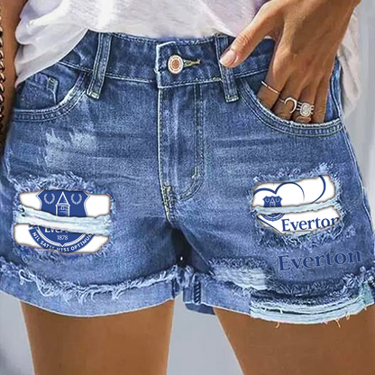 Everton Rip Print Fashion Denim Shorts