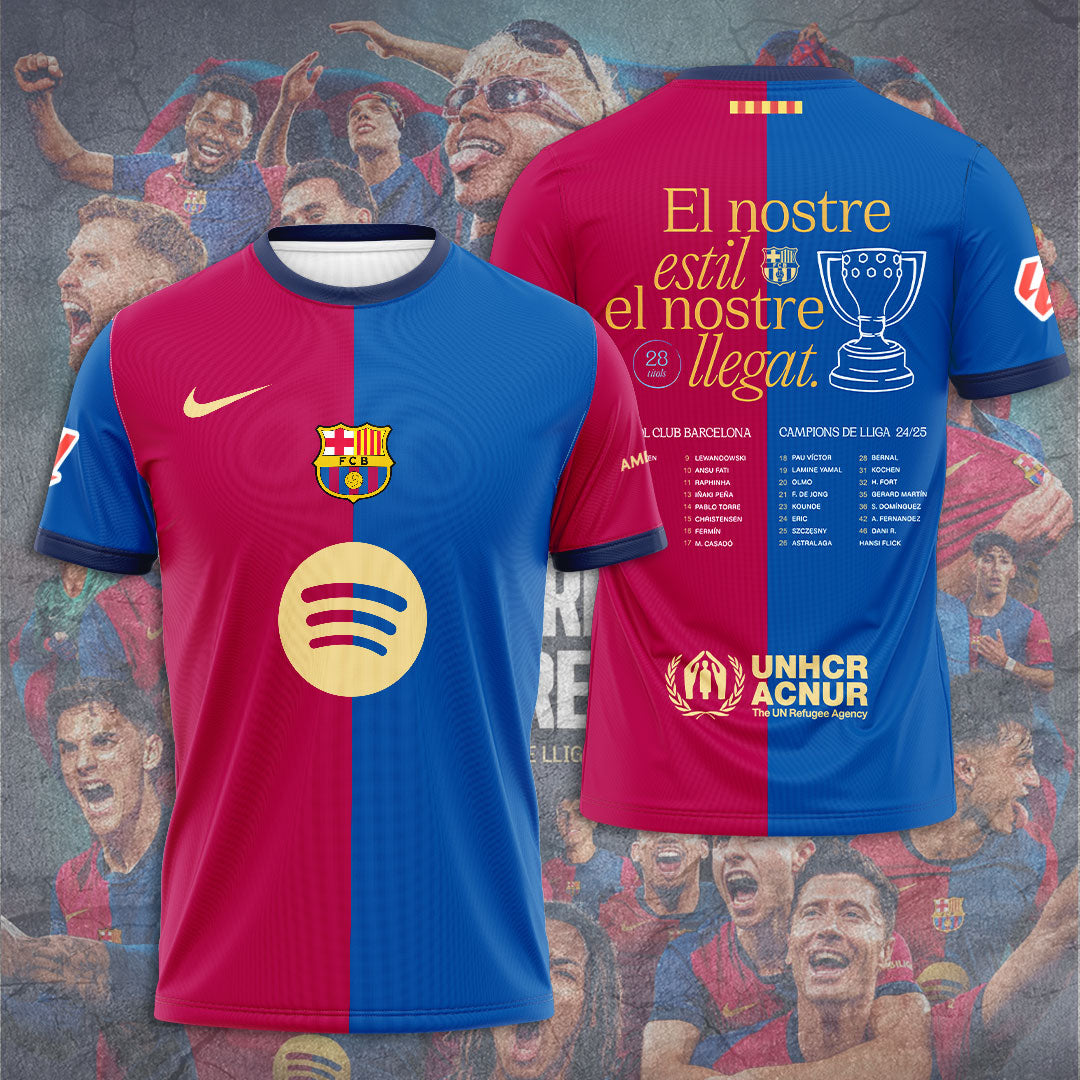 FC Barcelona Campeones La Liga 2024 2025 V8 Shirt DDT