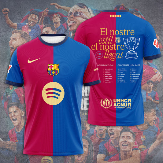 FC Barcelona Campeones La Liga 2024 2025 V8 Shirt DDT