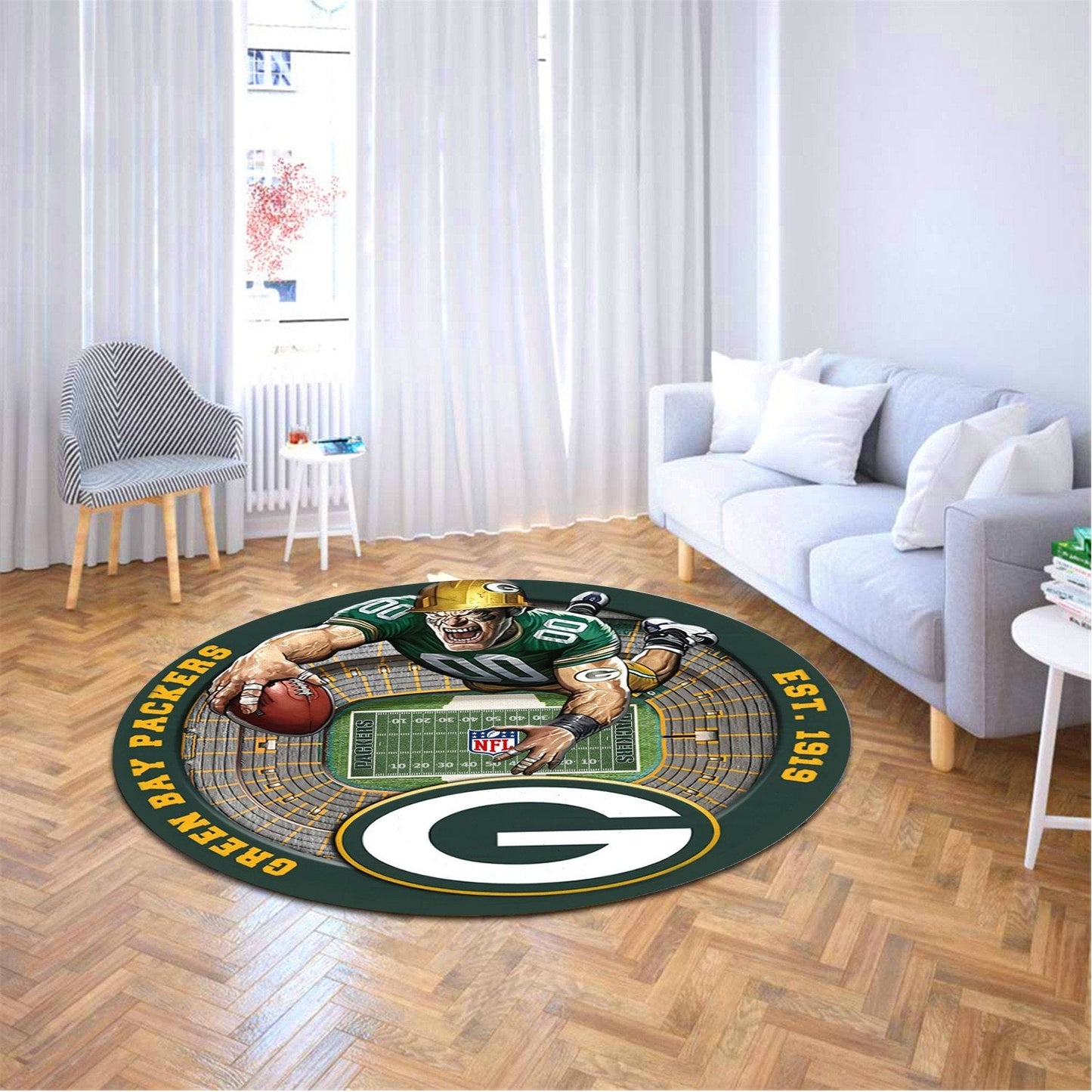 GB x NFL Luxury 3D Round Rug DatND DVT