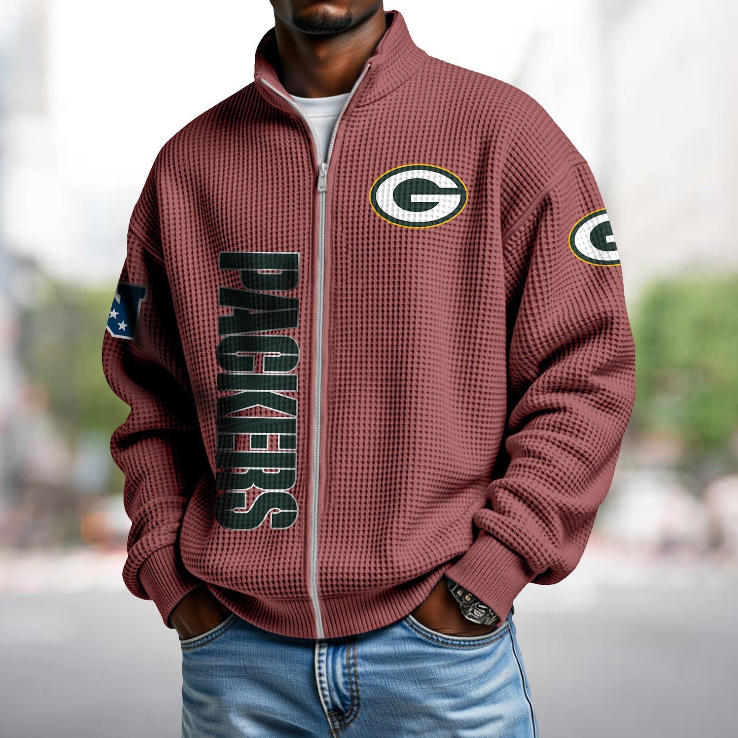 GB x NFL Waffle Zip-Up Sweatshirt DATND TANTD