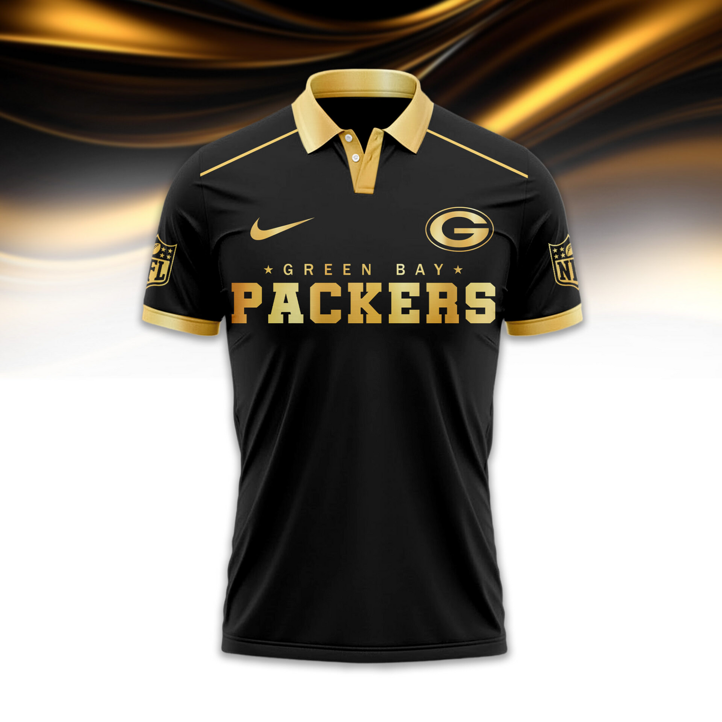 GBP Premium NFL Black And Gold Custom Polo DDT CTND