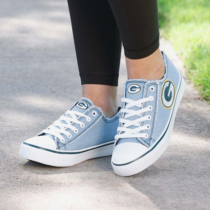 Green Bay Packers Womens Denim Low Top Canvas Shoes NDD