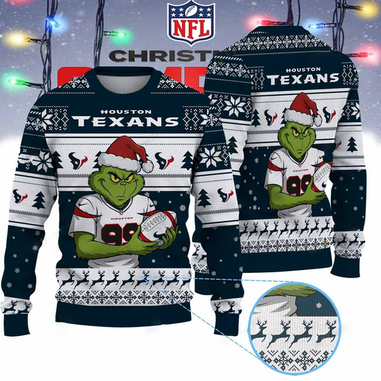 HOU X NFL Grinch Jersey Premium Ugly Sweater Xmas DATND THUONGNH