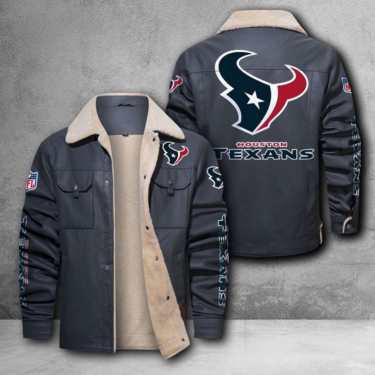 HOU X NFL LEATHER JACKET DATND THUONGNH