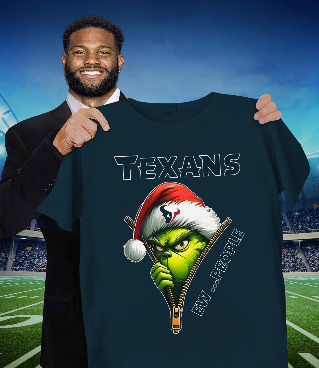 HOU x NFL Christmas T-Shirt DATND TANTD 151125
