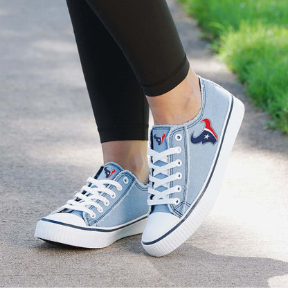 Houston Texans Womens Denim Low Top Canvas Shoes NDD