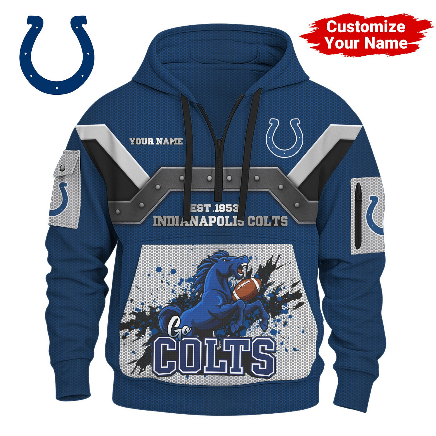 IC Premium NFL 3D Half Zip Hoodie DDT NTL