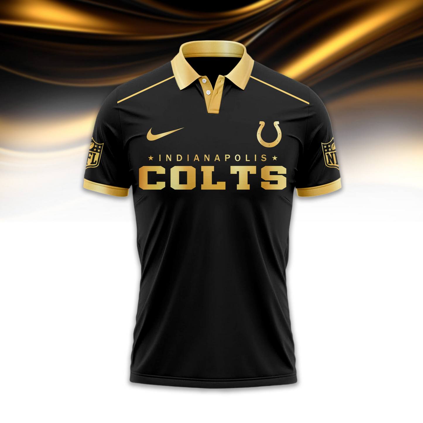 IC Premium NFL Black And Gold Custom Polo DDT CTND