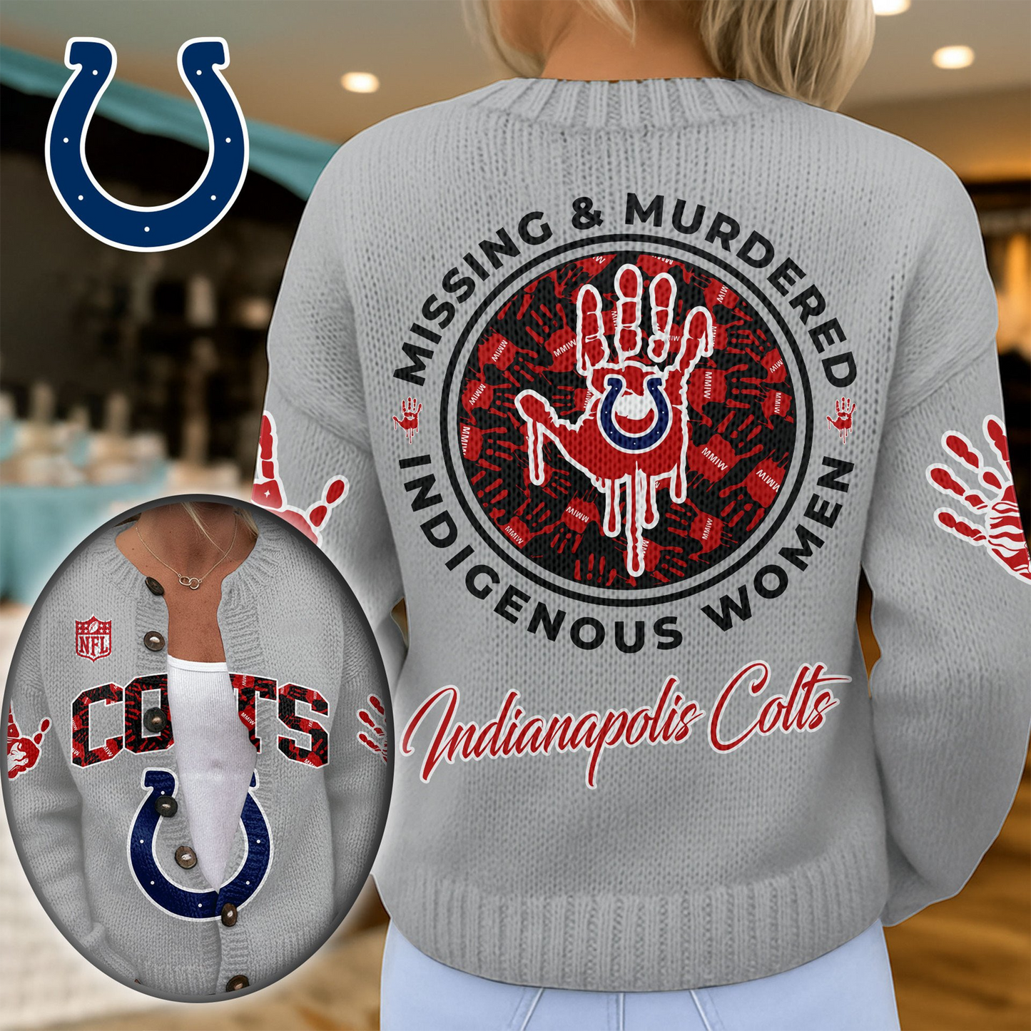 IC Premium NFL Cozy Knit Cardigan DDT NTL