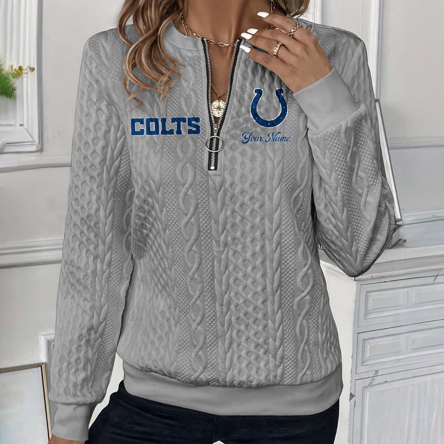 IND x NFL Women's Quilted Zip-UP Sweatshirt DatND DVT