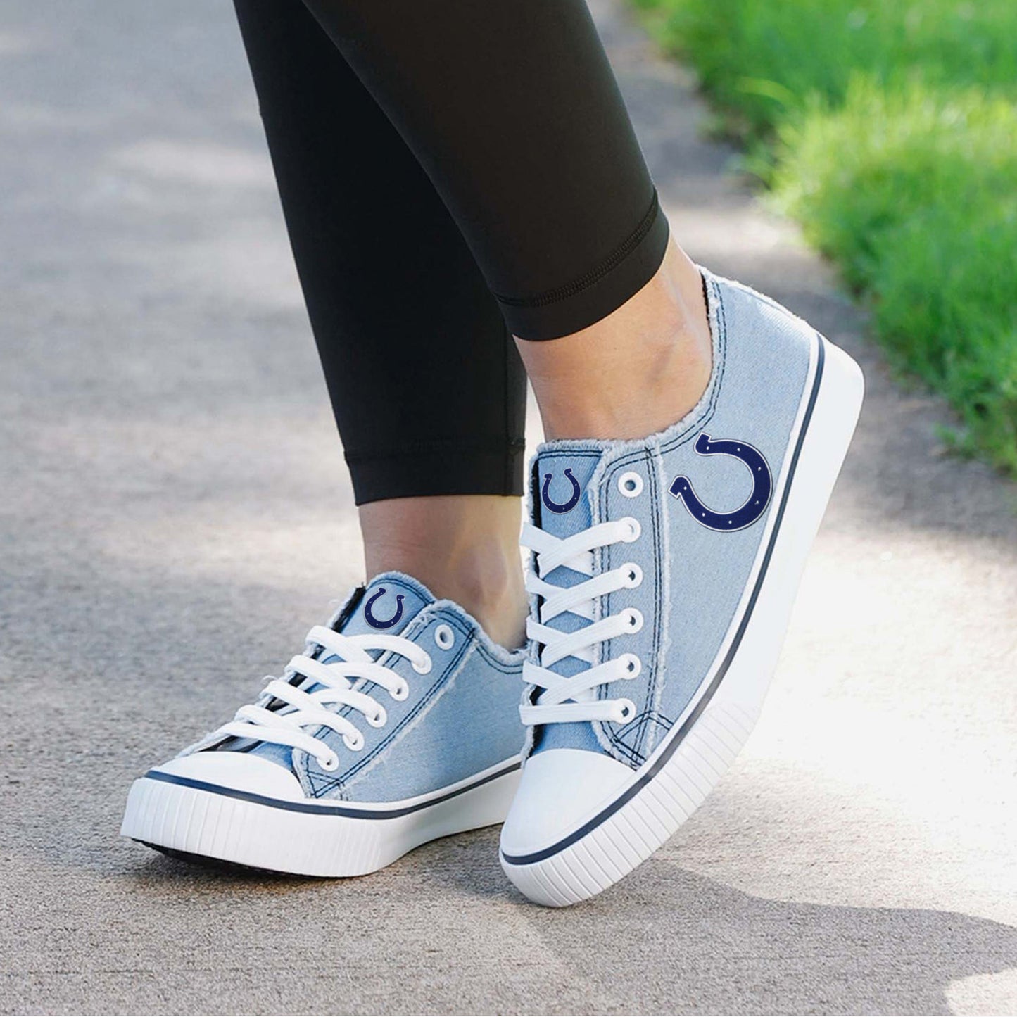 Indianapolis Colts Womens Denim Low Top Canvas Shoes NDD