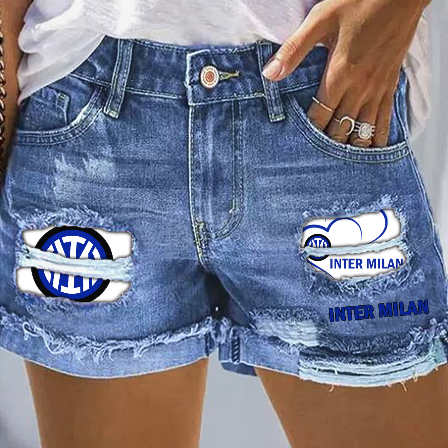 Inter Milan Rip Print Fashion Denim Shorts NDD