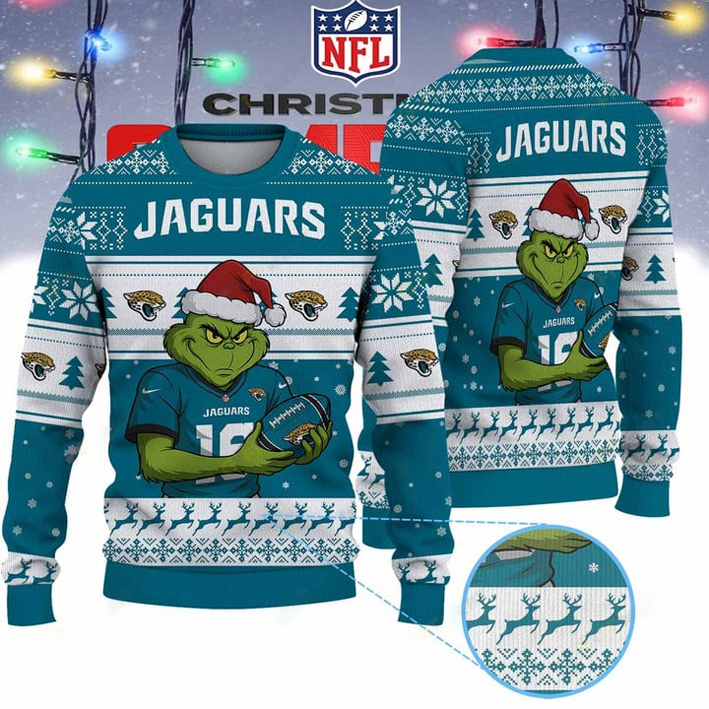 JAC X NFL Grinch Jersey Premium Ugly Sweater Xmas DATND THUONGNH