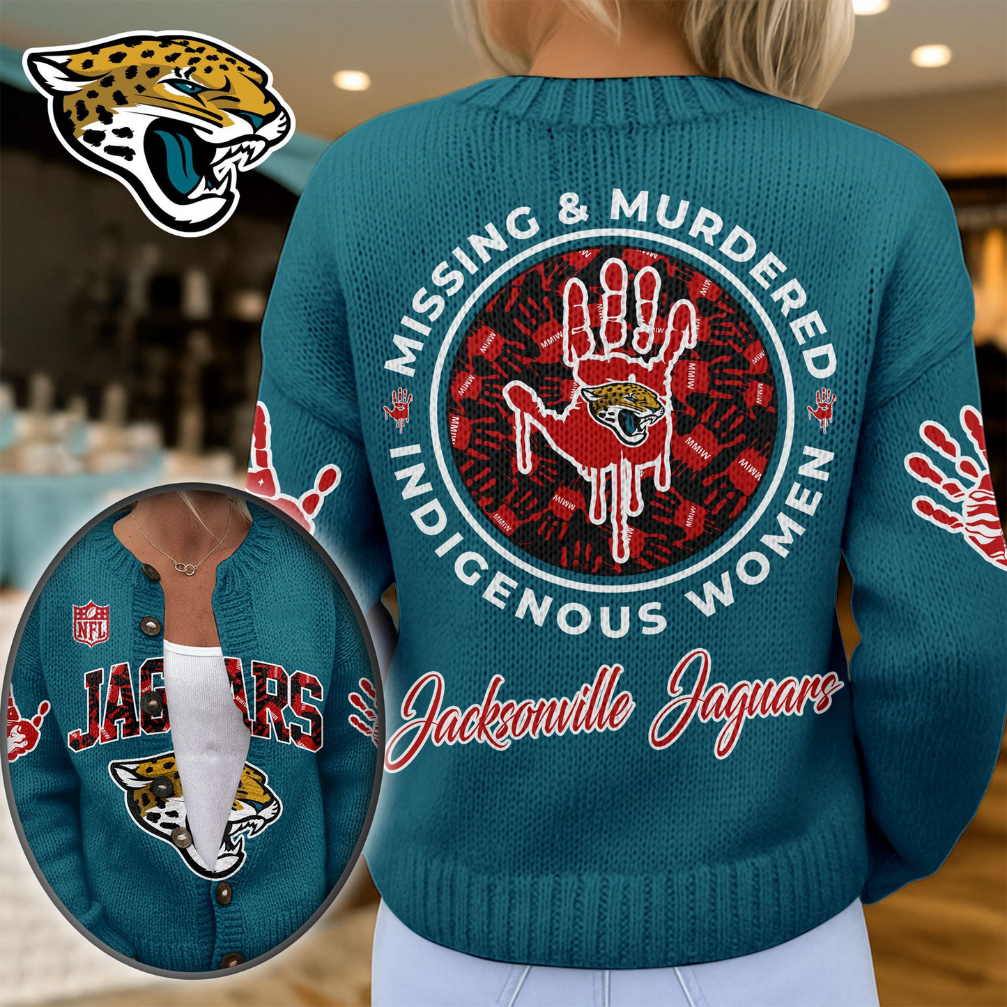 JJ Premium NFL Cozy Knit Cardigan DDT NTL