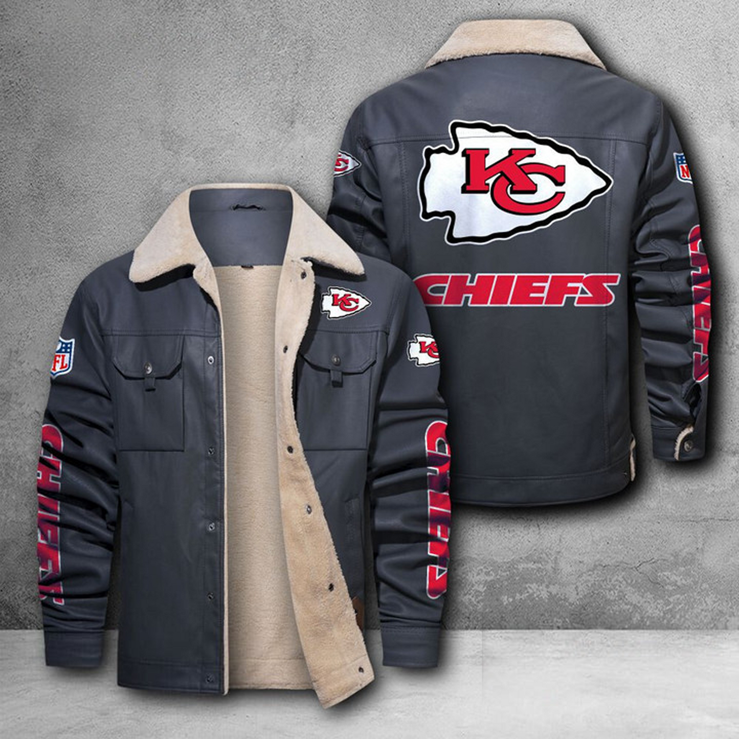 KC X NFL LEATHER JACKET DATND THUONGNH