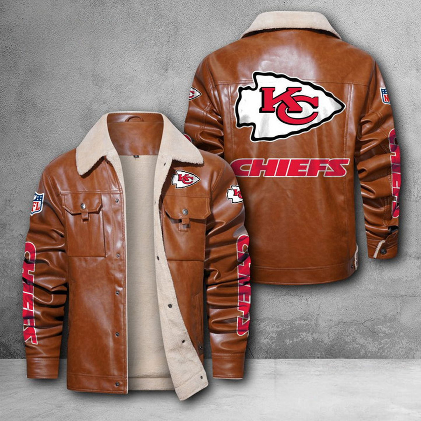 KC X NFL LEATHER JACKET DATND THUONGNH