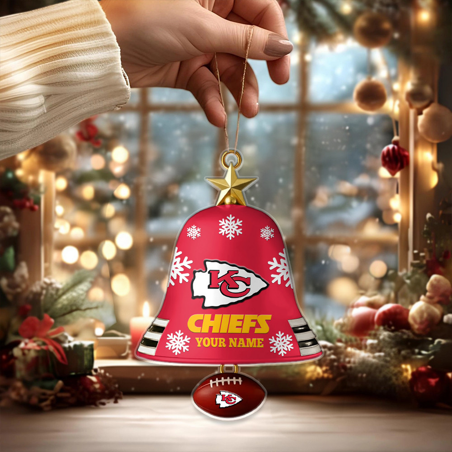 KC x NFL Christmas Bell Ornament Custom Any Name DatND DVT