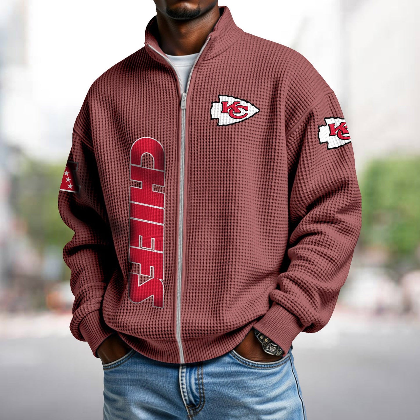 KC x NFL Waffle Zip-Up Sweatshirt DATND TANTD