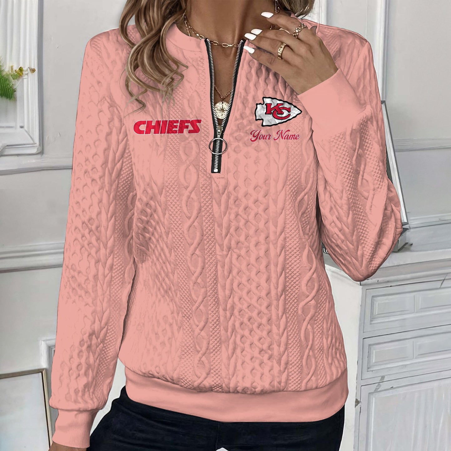 KC x NFL Women's Quilted Zip-UP Sweatshirt DatND DVT