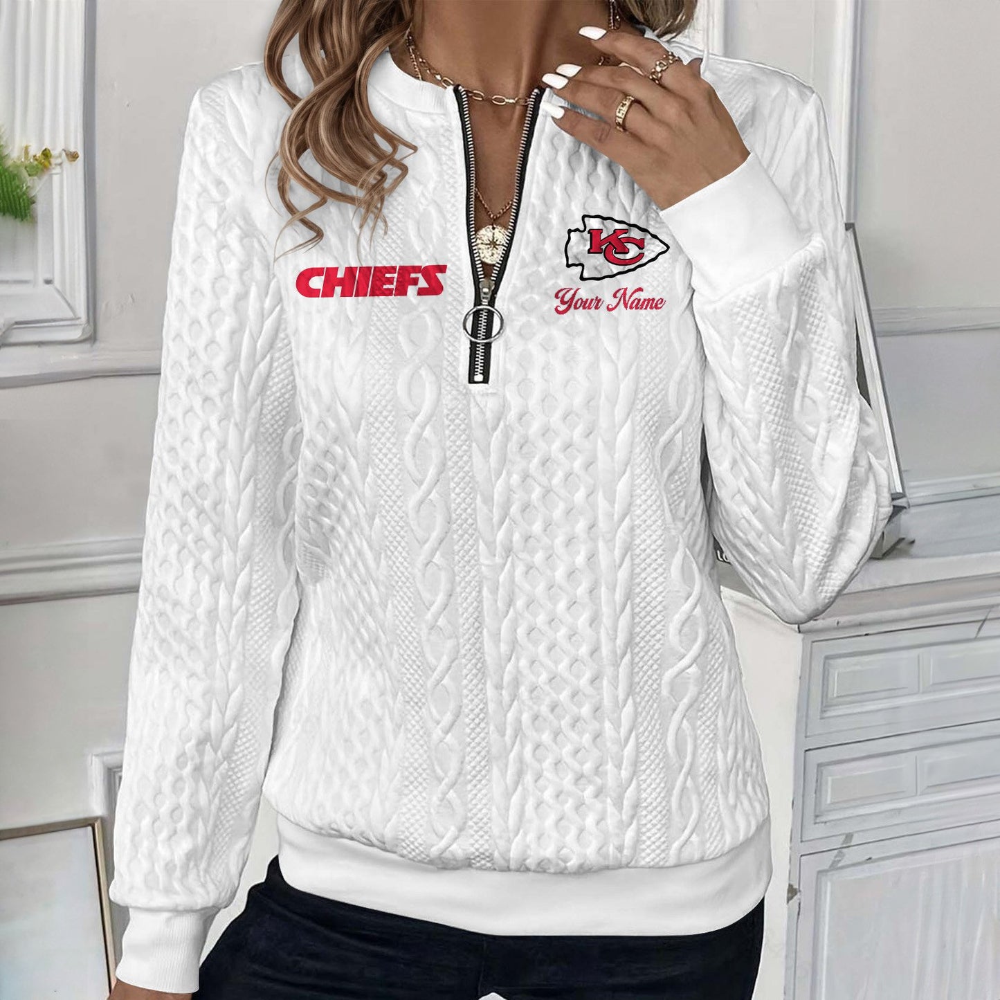 KC x NFL Women's Quilted Zip-UP Sweatshirt DatND DVT