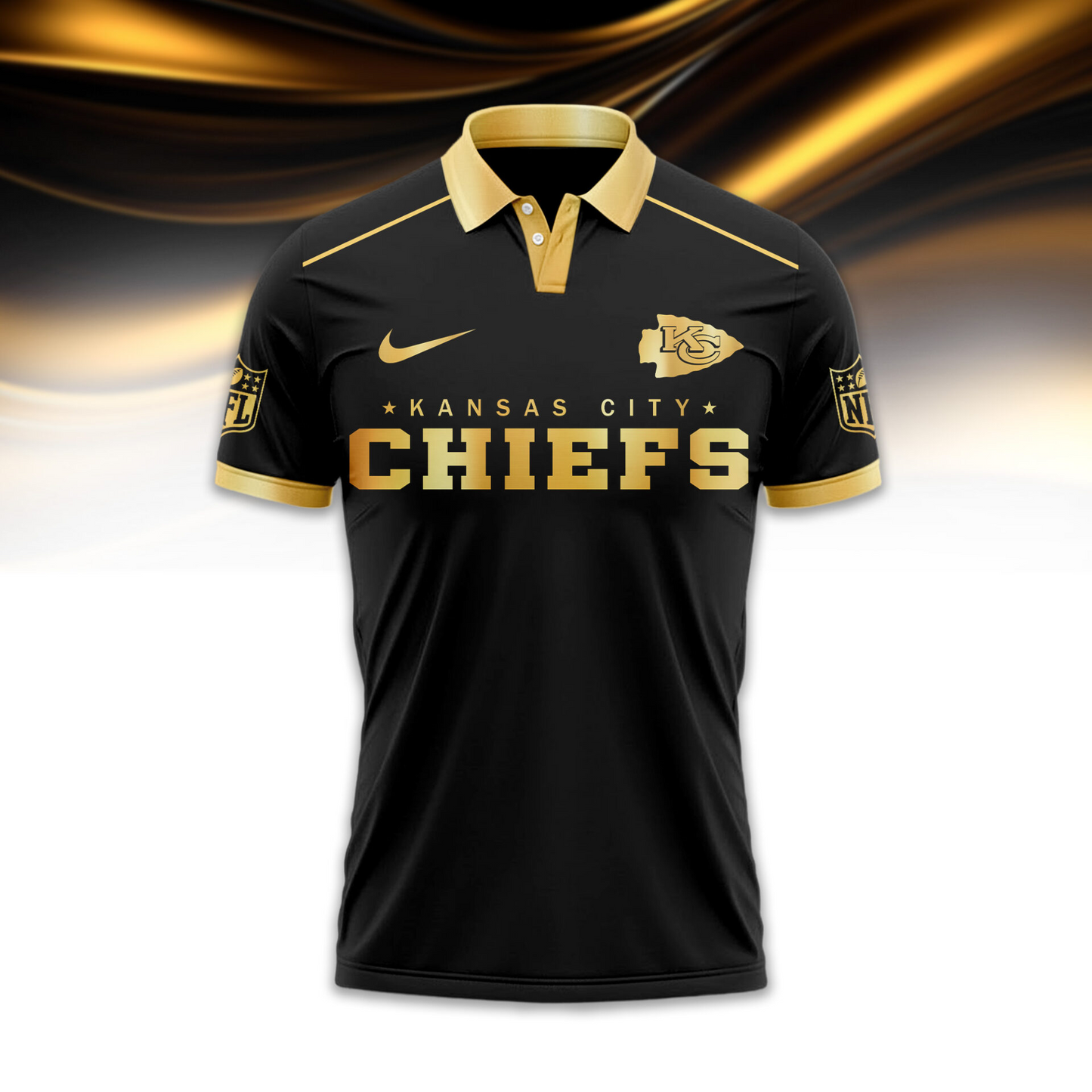 KCC Premium NFL Black And Gold Custom Polo DDT CTND