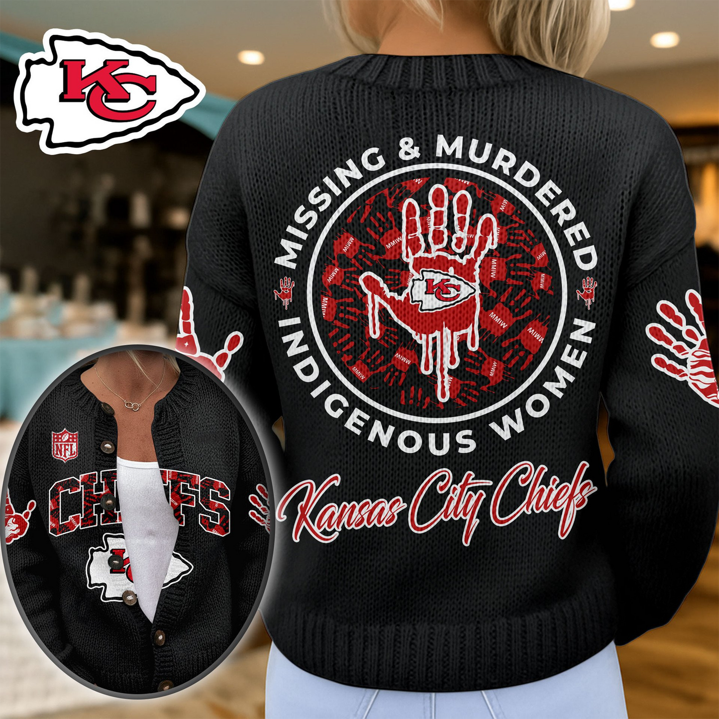 KCC Premium NFL Cozy Knit Cardigan DDT NTL