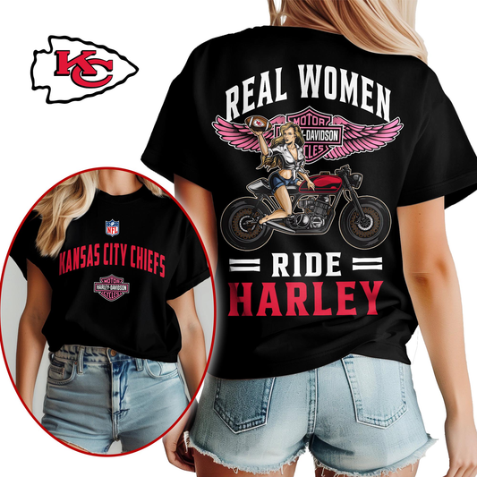 KCC Premium NFL Real Women Ride Harley 3D Shirt DDT CTND
