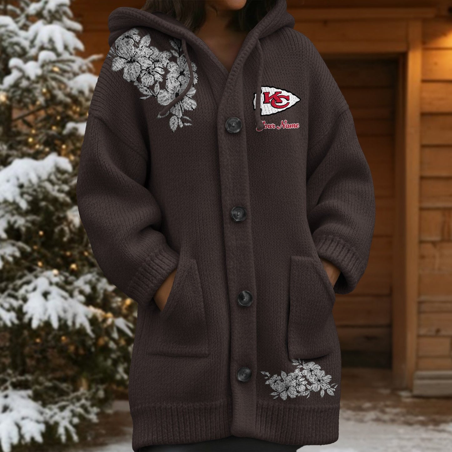 KCC x NFL Women's Casual Knitted Hooded Cardigan DATND TANTD 211125