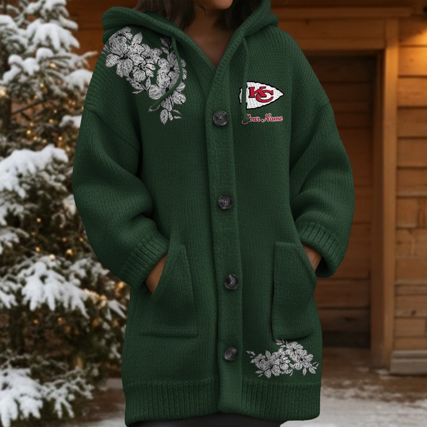 KCC x NFL Women's Casual Knitted Hooded Cardigan DATND TANTD 211125
