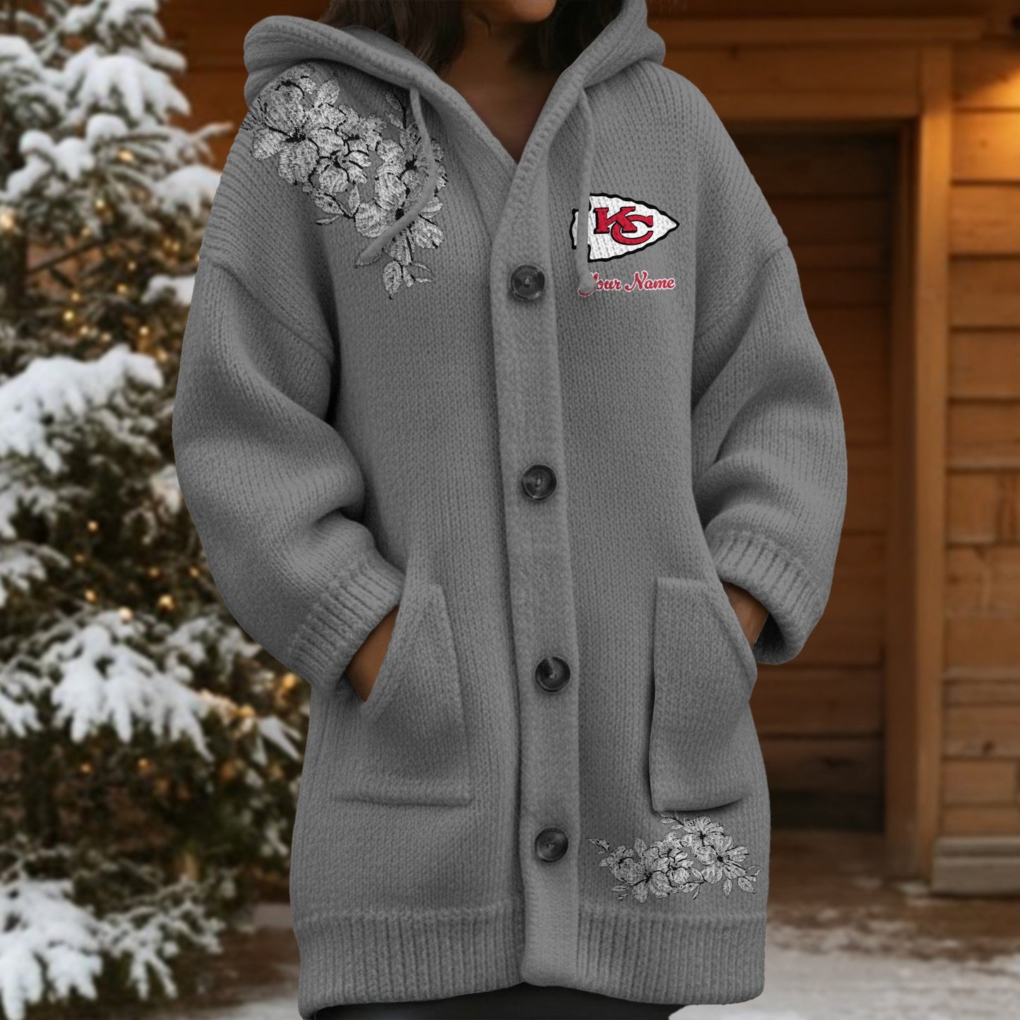 KCC x NFL Women's Casual Knitted Hooded Cardigan DATND TANTD 211125