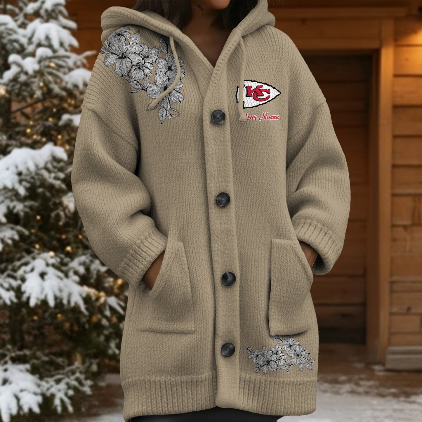KCC x NFL Women's Casual Knitted Hooded Cardigan DATND TANTD 211125