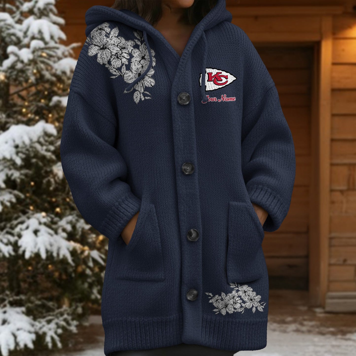 KCC x NFL Women's Casual Knitted Hooded Cardigan DATND TANTD 211125