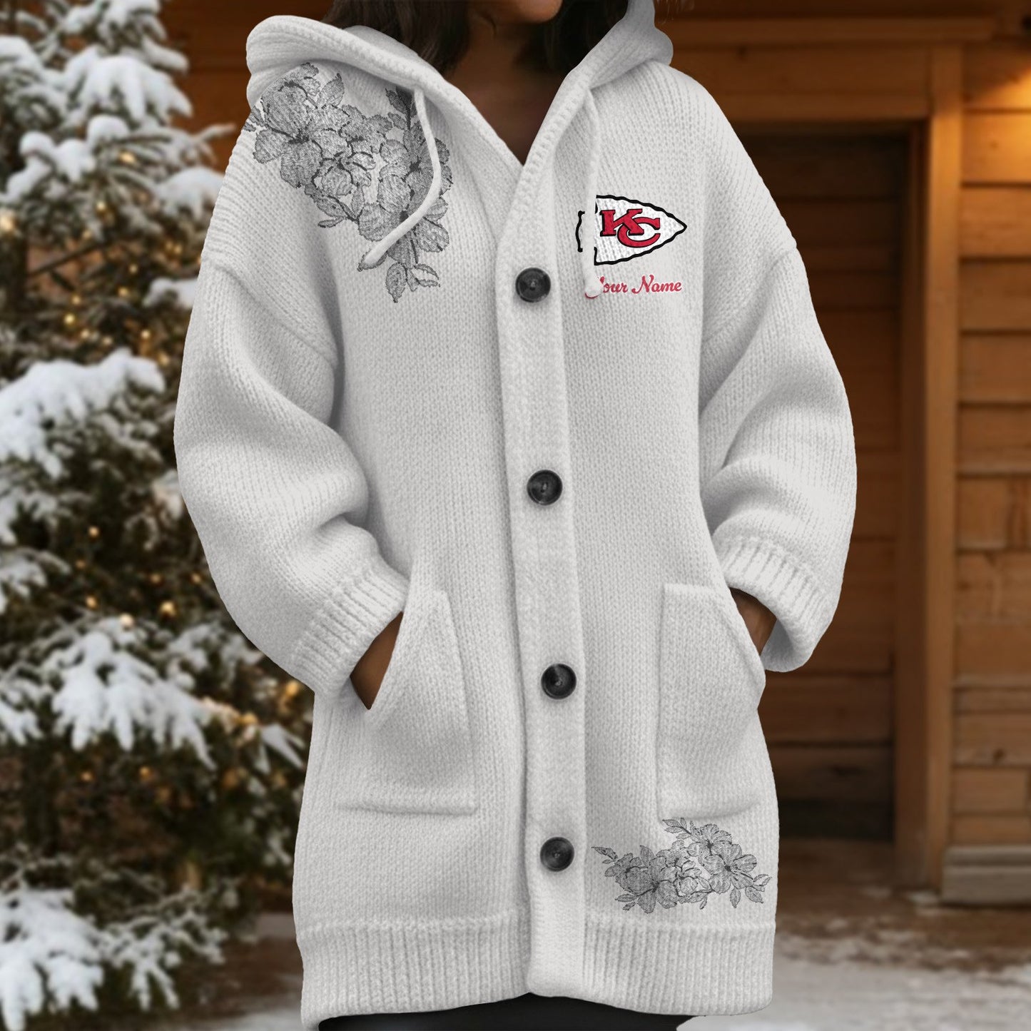 KCC x NFL Women's Casual Knitted Hooded Cardigan DATND TANTD 211125