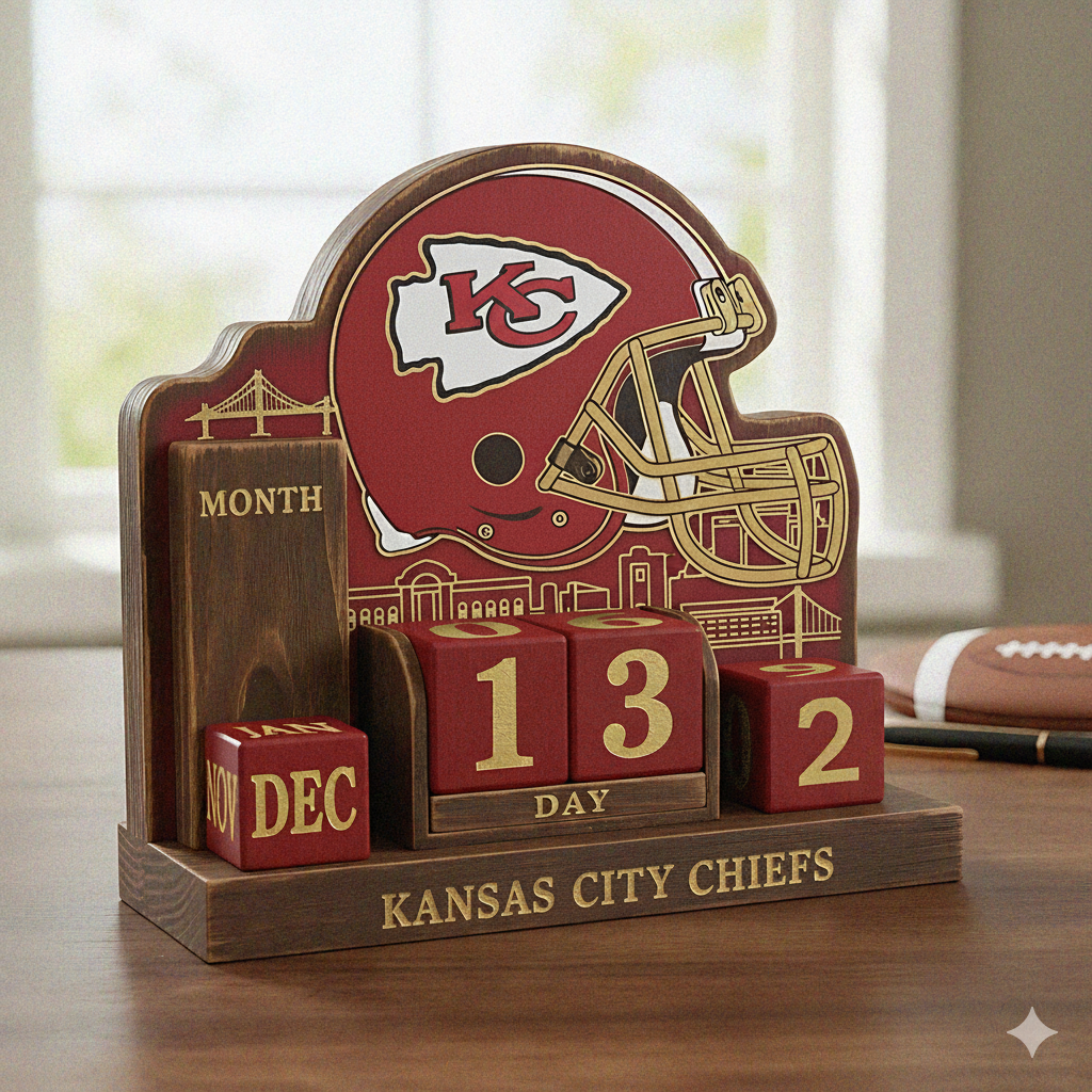 NFL Football Team Perpetural Wood Block Calendar DDT CTND