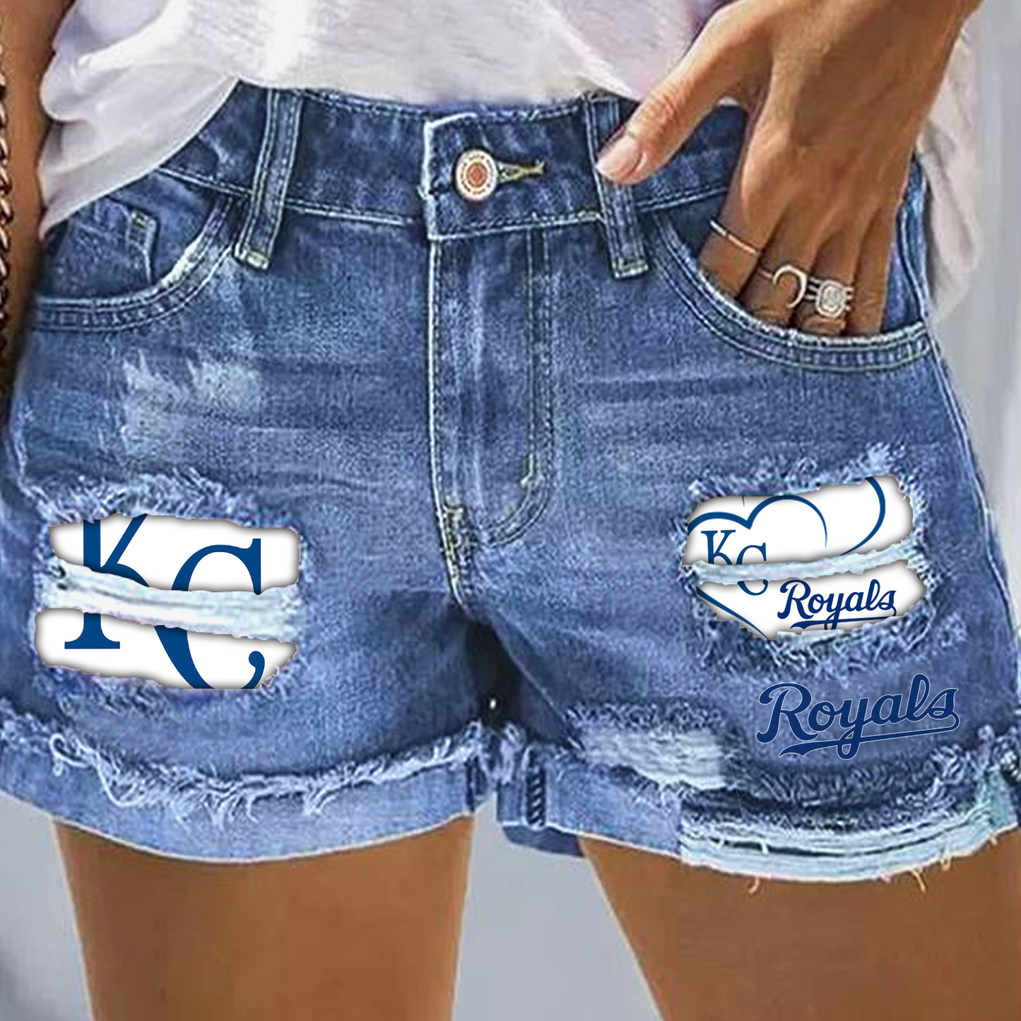 Kansas City Royals Print Fashion Denim Shorts