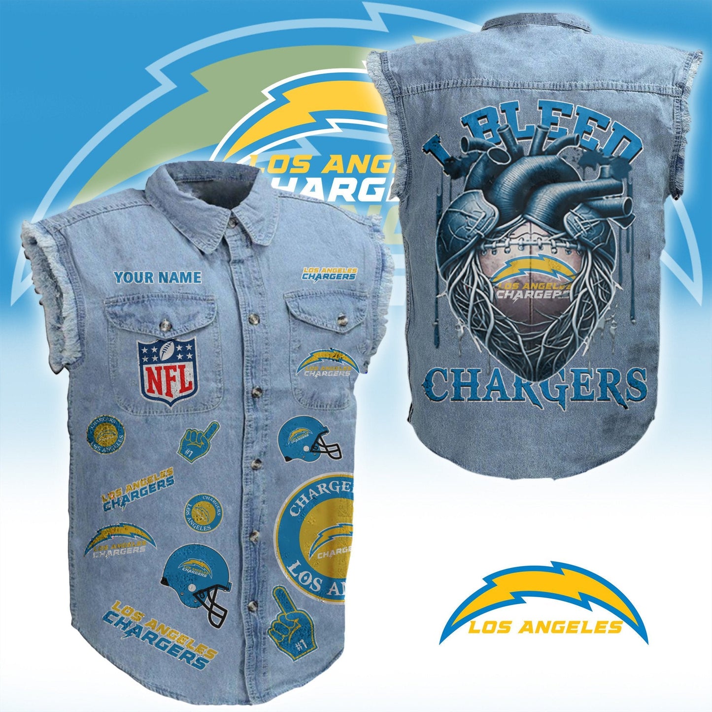LAC NFL Personalize Sleeveless Denim Jacket For Fan DDT CTND