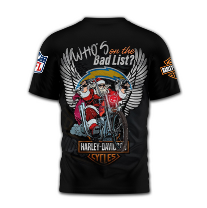 LAC Premium NFL Harley-Davidson Santa Claus 3D Shirt DDT NTL