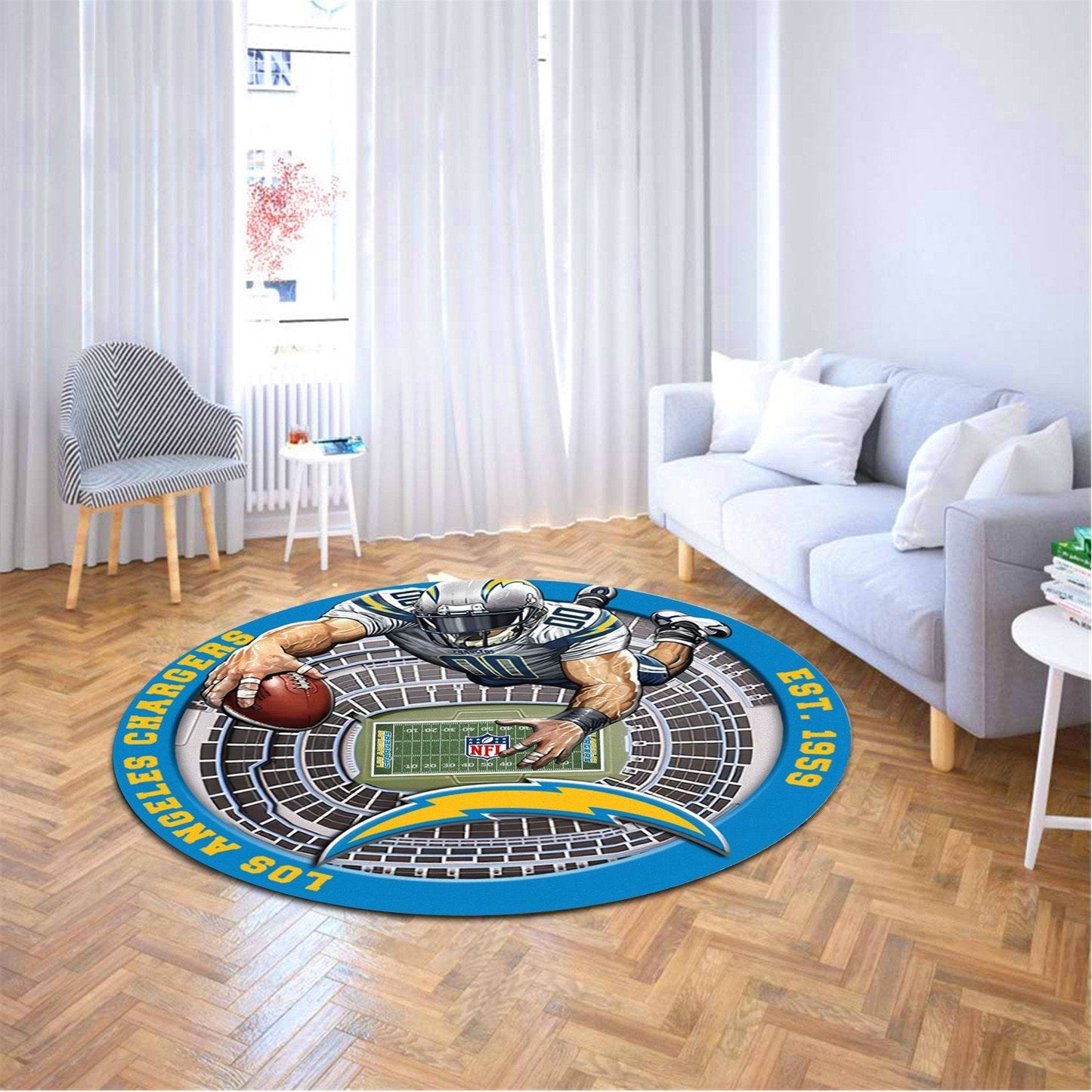LAC x NFL Luxury 3D Round Rug DatND DVT
