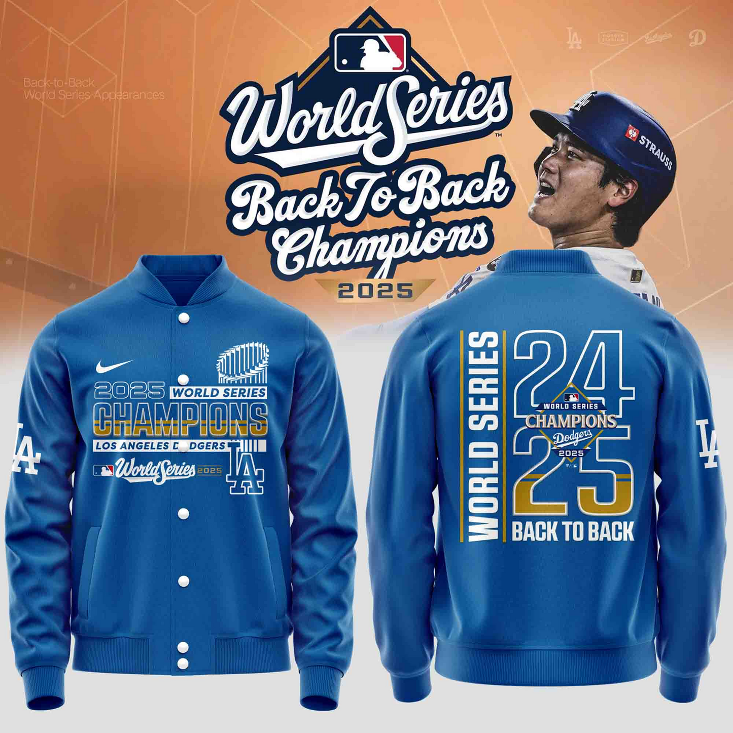 LAD x MLB 2025 Back to Back World Series Champions Baseball Jacket V1 DATND TANTD
