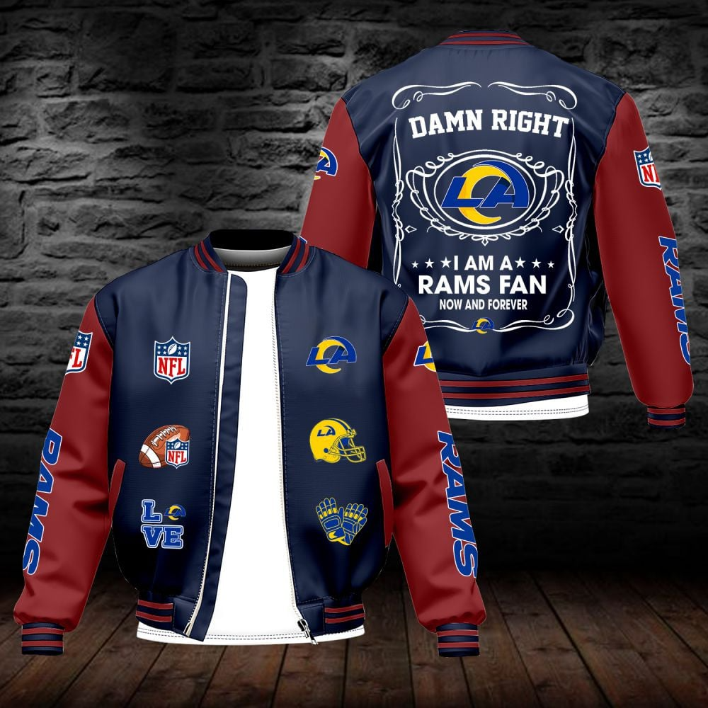 LAR NFL Premium Leather Bomber Jacket DDT HLPHUONG