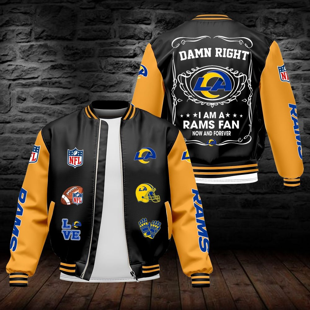 LAR NFL Premium Leather Bomber Jacket DDT HLPHUONG