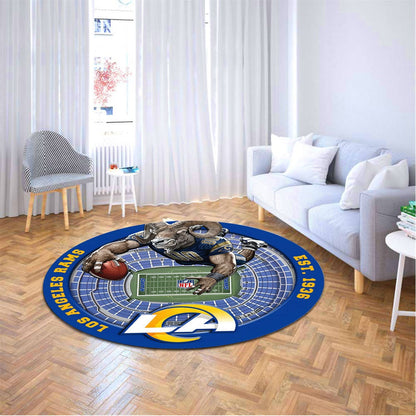 LAR x NFL Luxury 3D Round Rug DatND DVT