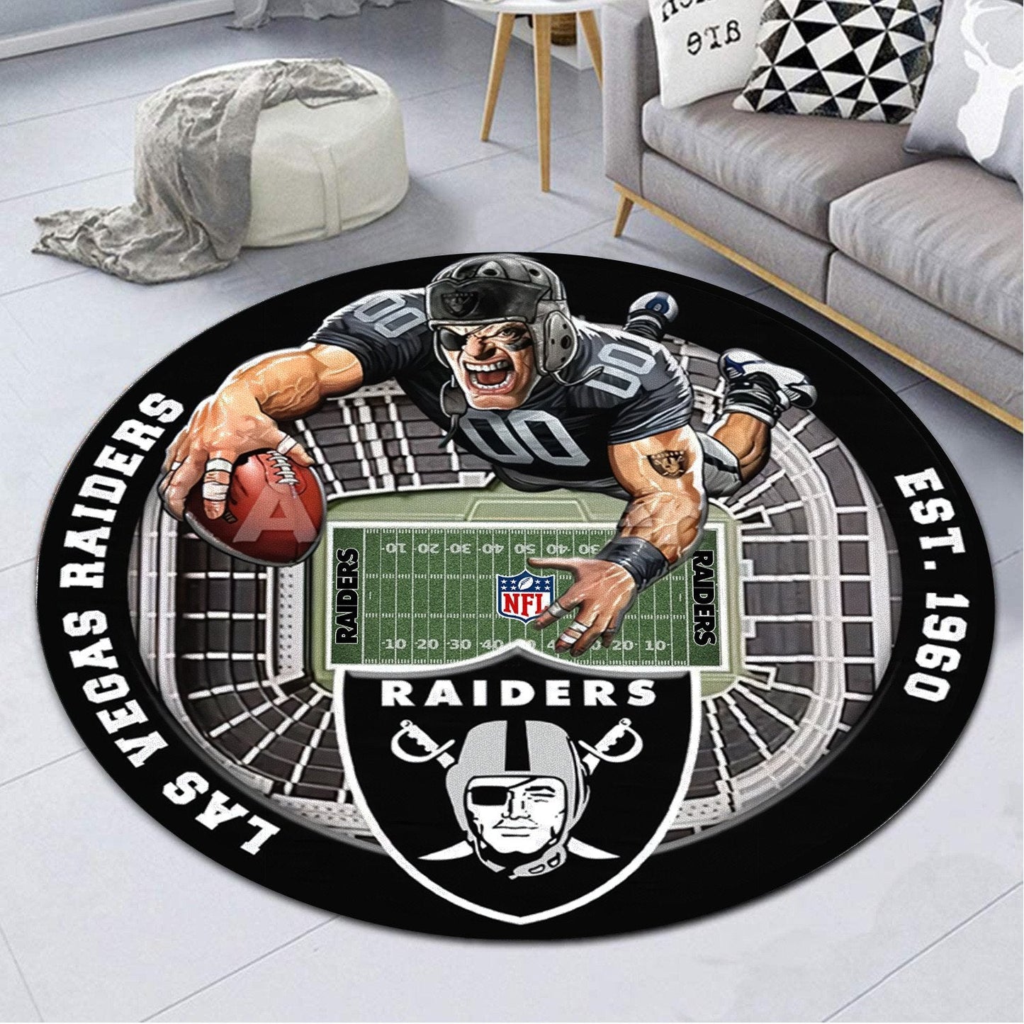 LV x NFL Luxury 3D Round Rug DatND DVT