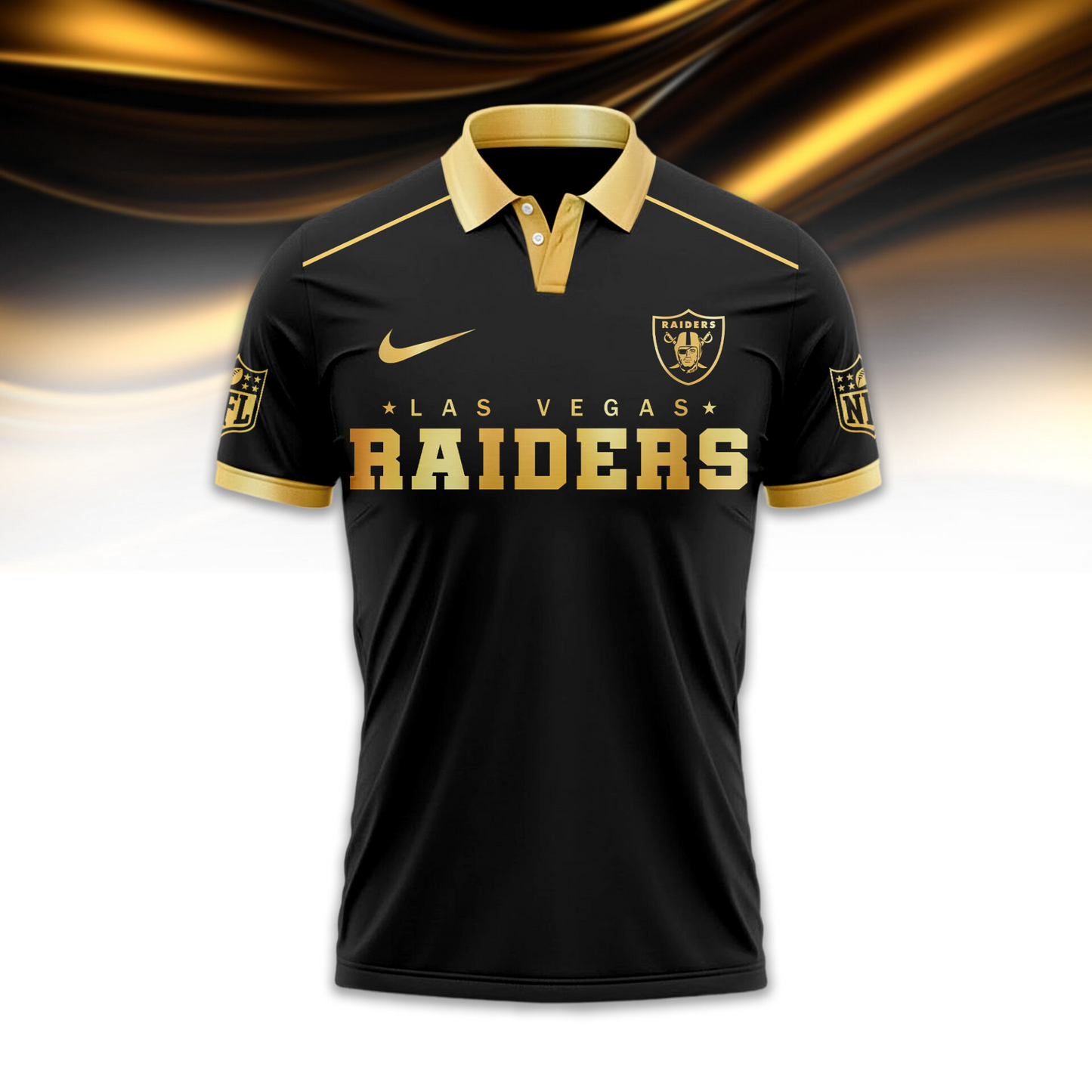 LVR Premium NFL Black And Gold Custom Polo DDT CTND